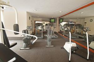 - une salle de sport avec plusieurs tapis de course et appareils de cardio-training dans l'établissement Fiesta Inn Toluca Tollocan, à Toluca