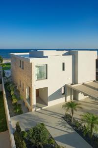 Una vista aérea de una casa con el océano al fondo. en Eros Cyprus, en Ayia Napa