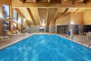 uma grande piscina num grande quarto com um grande tecto em AmericInn by Wyndham Albert Lea em Albert Lea