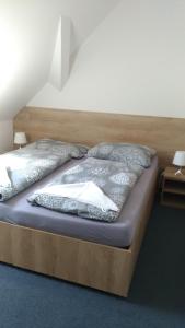 パソフラーフキにあるPenzion Kometaの枕2つが備わるドミトリールームのベッド1台分です。
