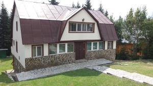 a house with a brown roof at Cabana Rânca in Ranca