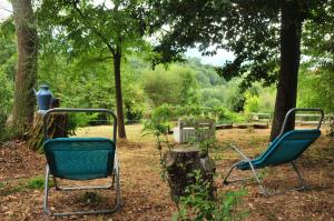 two chairs sitting in a yard under a tree at le relais des fees in Saint-Martin-de-Caralp