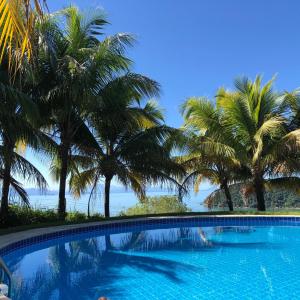 帕拉蒂的住宿－Casa com vista para o mar!，一座棕榈树和海洋游泳池