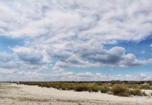 un camino de tierra en un campo con un cielo nublado en Casa Laura, en Corbu
