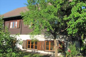 a house with a tree in front of it at Hochwertiges Ferienhaus im romantischen Franken in Colmberg