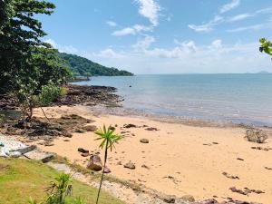 a sandy beach with a small palm tree on it at Banyan Bay Villas in Ko Jum +29 photos