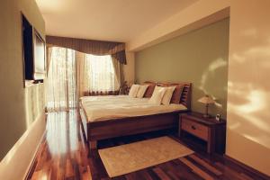 a bedroom with a large bed and a window at Denisa Boutique in Poiana Brasov