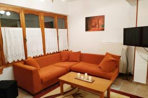 a living room with a couch and a coffee table at Beautiful and Comfortable House in Vizitsa