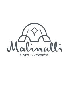 logotipo de un hotel con montañas de fondo en Malinalli Express, en Apizaco