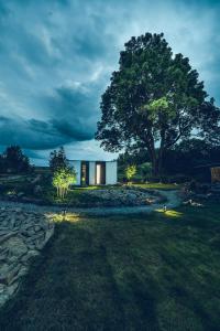 una casa en un campo con un árbol en Magic Places 57-340 en Duszniki Zdrój