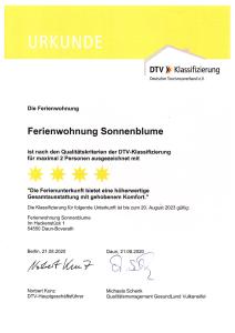 Certifikát, hodnocení, plakát nebo jiný dokument vystavený v ubytování FeWo Sonnenblume