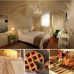 a collage of pictures of a bedroom with a bed at B&B Sant'Agostino in Mondovì