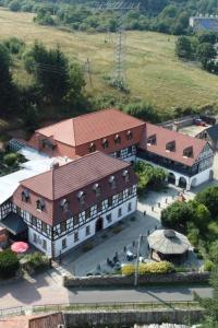 an overhead view of a large building with a roof at Zajazd Hubert in Walim