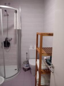 a bathroom with a shower and a toilet at Casa Marinera "Tu casa de Baiona" in Baiona +20 photos