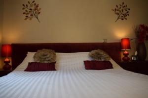 a large white bed with two pillows on it at Castle Green Bed and Breakfast in Matlock