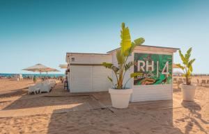a bar on the beach with chairs and plants at RH Bayren Hotel & Spa 4* Sup in Gandía