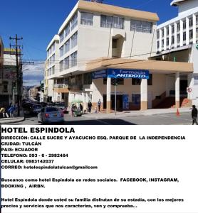 un sitio web para una encuesta de hoteles estlundiaacionale ayahovovo en Hotel Espindola, en Tulcán