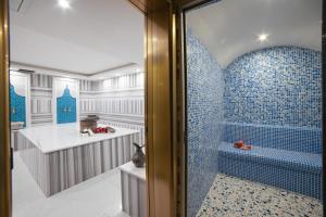 a bathroom with a shower and a sink and a tub at Great Fortune Design Hotel & Spa in Istanbul