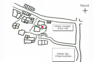 eine Karte einer Krankenhausanlage in der Unterkunft Le Meï Hameau des Chazals Nevache Hautes Alpes in Névache