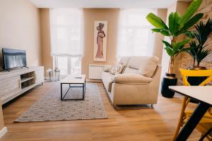 Televízia a/alebo spoločenská miestnosť v ubytovaní Apartamentos Rúa Vella