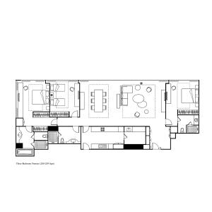 a drawing of the floor plan of a house at Ascott Raffles City Chongqing in Chongqing