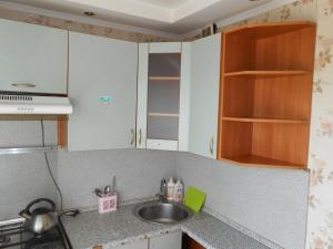 una cucina con lavandino e piano di lavoro di Однокомнатная квартира рядом с метро Оболонь a Kiev