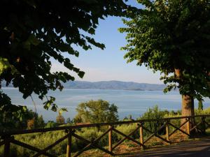 パッシニャーノ・スル・トラジメーノにあるBelvilla by OYO Casa Fiori I Geraneiの塀から湖の景色