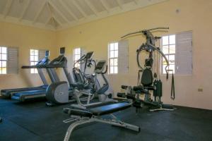 ein Fitnessstudio mit mehreren Laufbändern in einem Raum in der Unterkunft Bing's Home Away From Home in Ocho Rios