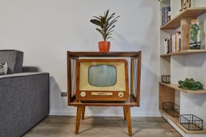 Televízia a/alebo spoločenská miestnosť v ubytovaní Sherlock Apartment