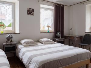 1 dormitorio con 1 cama grande y 2 ventanas en Nice house in Niderviller near Saint Croix, en Niderviller