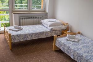 Dom Pszczelarza w Kamiannej tesisinde bir odada yatak veya yataklar