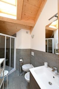 bagno con servizi igienici e lavandino di Ai Suma Residence a Bormio