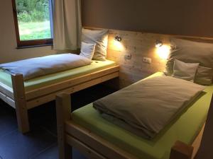 Postel nebo postele na pokoji v ubytování B&B Alte Sägemühle Schlommefurth