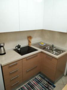 a kitchen with a sink and a counter top at Appartamento Oxygen in Riva del Garda