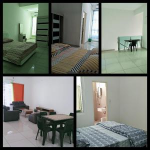 a collage of photos of a bedroom and a living room at FangFei Homestay in Seremban