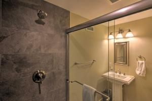 a bathroom with a shower and a sink at Brevard Chalet with Stunning Blue Ridge Mtn Views! in Brevard +28 photos