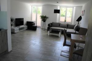 sala de estar con sofá y TV en Business Apartment Turgi en Turgi