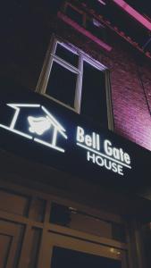 a sign for a bell gate house on the side of a building at Bell Gate House in Leicester