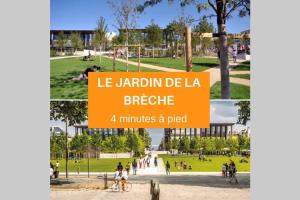 a collage of photos of people in a park at Luxury-Centre-Ville -Gare-netflix Wifi in Niort