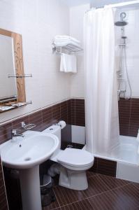 a bathroom with a toilet and a sink and a shower at Guest House Topaz in Adler