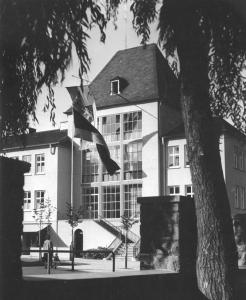 a black and white photo of a building at Ferienwohnung "Im Türmchen" inklusive WLAN, Parkplatz und Netflix in Schleiden
