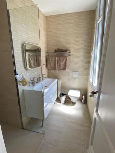 une salle de bain avec un lavabo et des toilettes dans l'établissement La Villa Desvaux de Marigny, à Bordeaux 25 autres photos