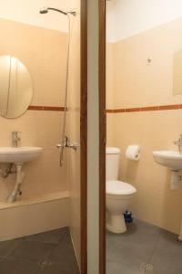 a bathroom with a toilet and a sink at The Sunny Guest House of Veliko Tarnovo-Amazing View, Top Location in Veliko Tŭrnovo +33 photos