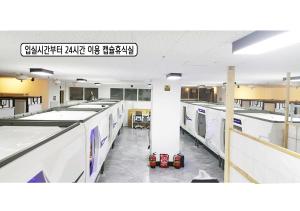 a laundry room with white washers and dryers at Capsule24 in Incheon