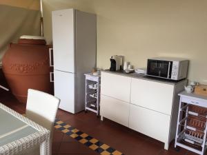 a kitchen with a refrigerator and a microwave at Etna View Affittacamere in Giardini Naxos