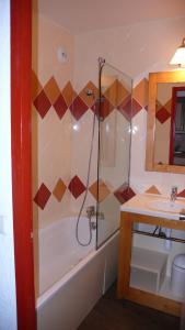 a bathroom with a shower and a sink at LES MENUIRES REBERTY in Les Menuires