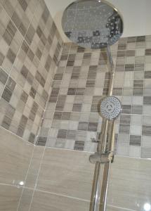 a shower with a shower head in a bathroom at Apartamentos Casa Junonia in Alajeró