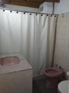 a bathroom with a pink sink and a toilet at Al Sur in La Paloma
