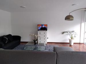 a living room with a couch and a tv at Modern Masaryk apartment 3BR in Polanco in Mexico City