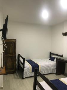 Postel nebo postele na pokoji v ubytování Hotel Palmi